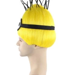 HPO Animation Yellow Mens Wig | Short Yellow Cosplay Wig | Premium Breathable Capless Cap Men's