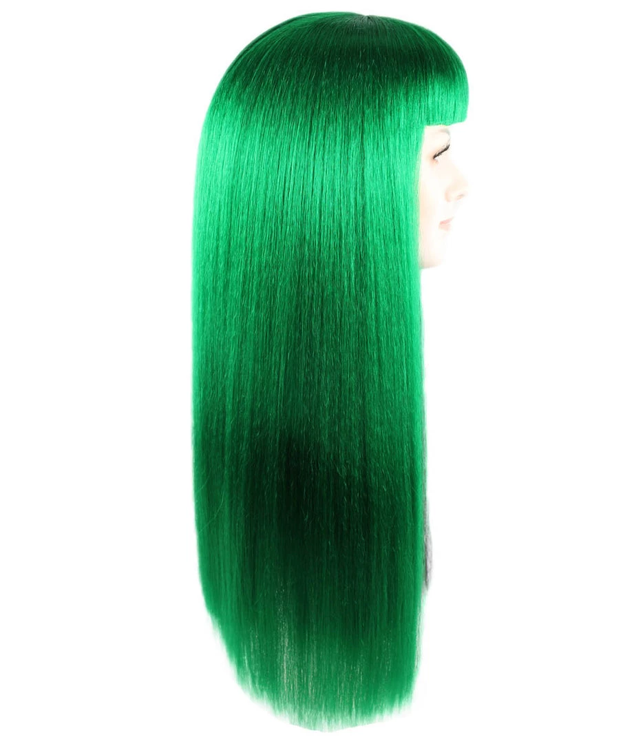 HPO Womens Singer Wig | Long Green Black Celebrity Straight Wig | Premium Breathable Capless Cap 5 HPO Womens Singer Wig | Long Green Black Celebrity Straight Wig | Premium Breathable Capless Cap
