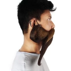 HPO Adult Men's Giant Brown Twisted Wizard Champion Mustache And Beard