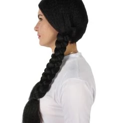 BC Adult Women's Black Color Braided Pigtails Shoulder Length Trendy Wednesday Wig | Breathable Standard Cap 13 BC Adult Women's Black Color Braided Pigtails Shoulder Length Trendy Wednesday Wig | Breathable Standard Cap