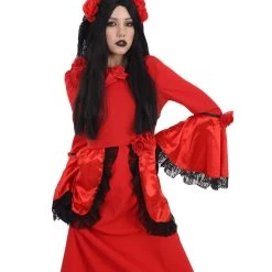 HPO Adult Women's Day Of The Dead Bride Costume | Red Cosplay Costume 15 HPO Adult Women's Day Of The Dead Bride Costume | Red Cosplay Costume