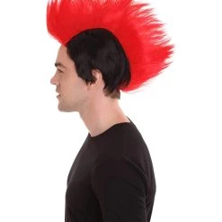 HPO Men's Red And Black Mens Mohawk Wig | Cosplay Halloween Wig | Premium Breathable Capless Cap 11 HPO Men's Red And Black Mens Mohawk Wig | Cosplay Halloween Wig | Premium Breathable Capless Cap