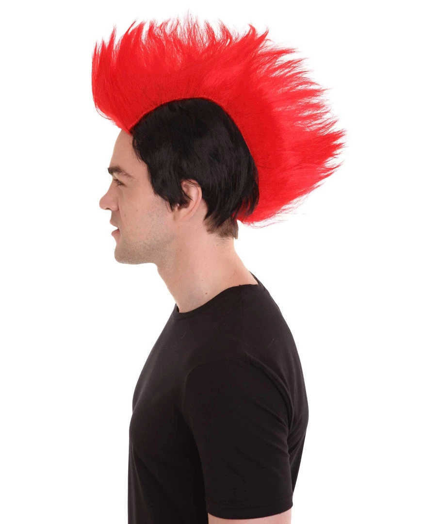 HPO Men's Red And Black Mens Mohawk Wig | Cosplay Halloween Wig | Premium Breathable Capless Cap 3 HPO Men's Red And Black Mens Mohawk Wig | Cosplay Halloween Wig | Premium Breathable Capless Cap