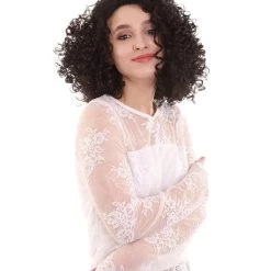 BC Adult Women's Dark Brown Color Curly Shoulder Length Trendy Roseanna Actress Wig