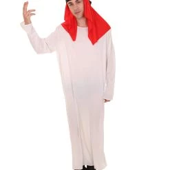 HPO Adult Men's Sheikh Arabian Costume | White & Red Cosplay Costume