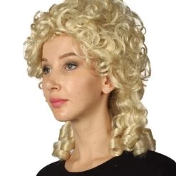 HPO Womens Colonial Lady Wig | Blonde Curly Historical Wigs | Premium Breathable Capless Cap Women's