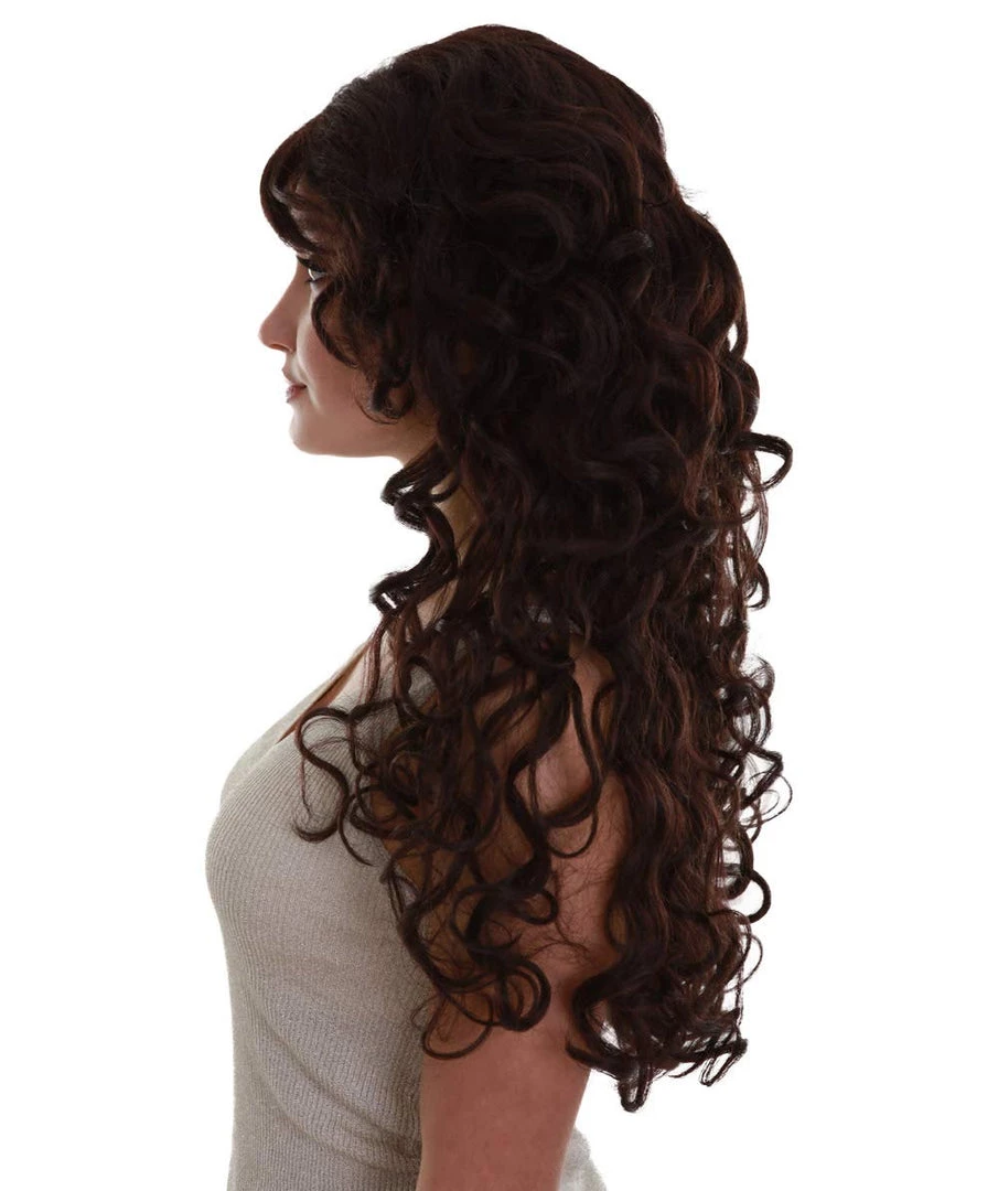 BC Adult Women's Brown Color Curly Medium Length Trendy Wig 3 BC Adult Women's Brown Color Curly Medium Length Trendy Wig
