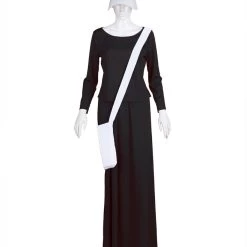 HPO Adult Women's Dress Handmaid Costume With Bag And Bonnet | Black Cosplay Costume