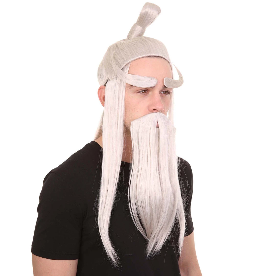 HPO Martial Arts Master Mens Wig Beard Eyebrow Set | Asian Wig | Premium Breathable Capless Cap 7 HPO Martial Arts Master Mens Wig Beard Eyebrow Set | Asian Wig | Premium Breathable Capless Cap