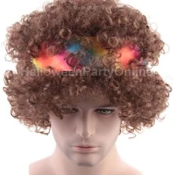 HPO Kids Hippie 'Fro Real With Headband Wig | Brown Curly Cosplay Halloween Wig | Premium Breathable Capless Cap