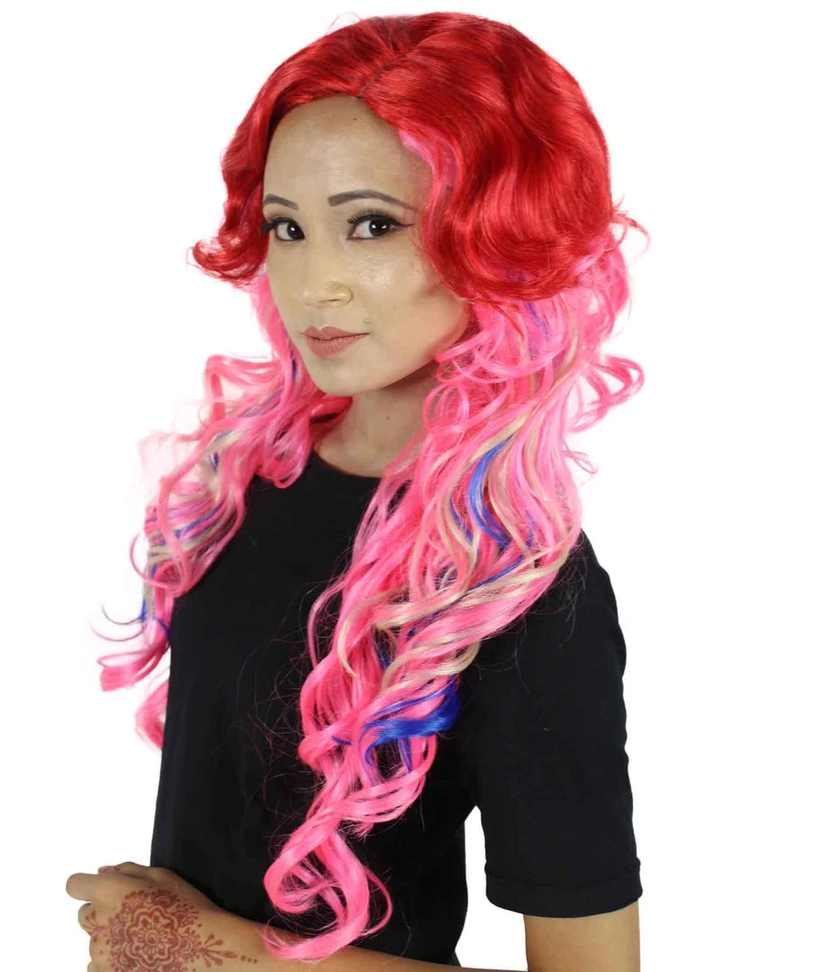 HPO Men's Red-Pink Womens Wig | Character Cosplay Halloween Wig | Premium Breathable Capless Cap 3 HPO Men's Red-Pink Womens Wig | Character Cosplay Halloween Wig | Premium Breathable Capless Cap