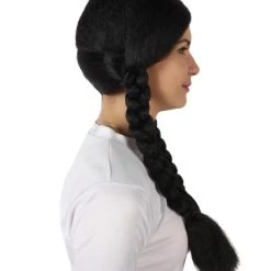 BC Adult Women's Black Color Braided Pigtails Shoulder Length Trendy Wednesday Wig | Breathable Standard Cap 15 BC Adult Women's Black Color Braided Pigtails Shoulder Length Trendy Wednesday Wig | Breathable Standard Cap