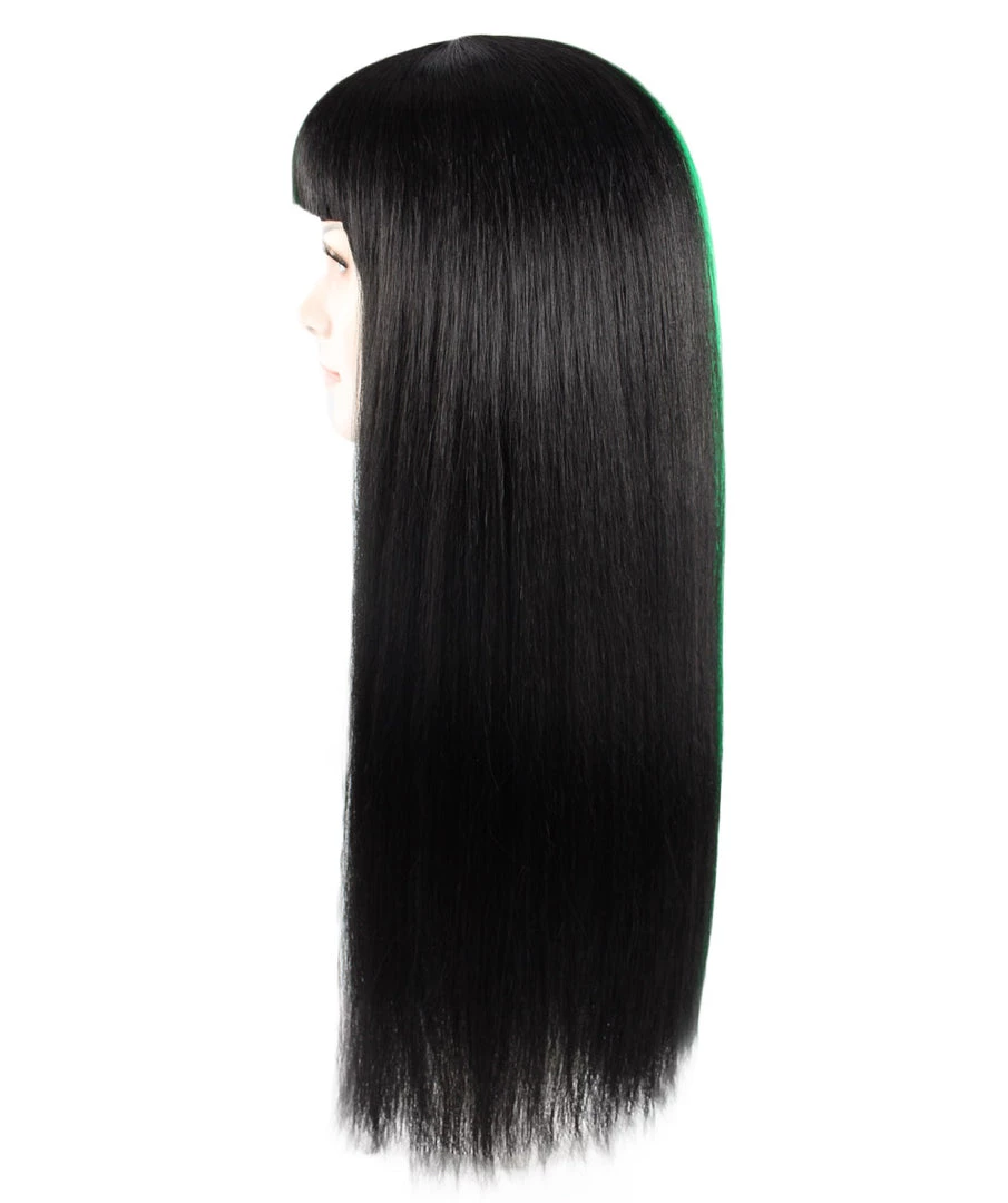 HPO Womens Singer Wig | Long Green Black Celebrity Straight Wig | Premium Breathable Capless Cap 3 HPO Womens Singer Wig | Long Green Black Celebrity Straight Wig | Premium Breathable Capless Cap