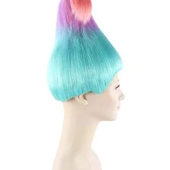 HPO Multi-Color Troll Wig | Pointy Troll Fairy Wig With Blue, Purple And Pink Blend | Premium Halloween Wig SALE