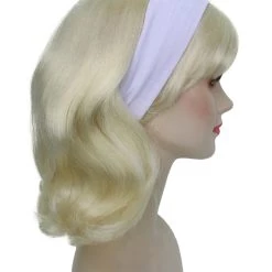HPO Women's Blonde Color Straight Shoulder Length 50's Flip Wig With White Headband | Premium Breathable Capless Cap 15 HPO Women's Blonde Color Straight Shoulder Length 50's Flip Wig With White Headband | Premium Breathable Capless Cap