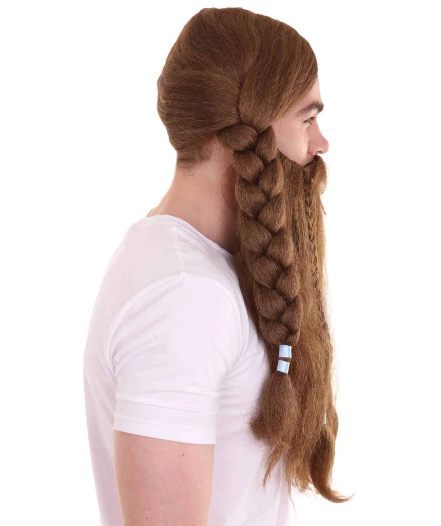 HPO Men's Mens Viking Wig & Beard Set | Brown Cosplay Halloween Wig | Premium Breathable Capless Cap 6 HPO Men's Mens Viking Wig & Beard Set | Brown Cosplay Halloween Wig | Premium Breathable Capless Cap