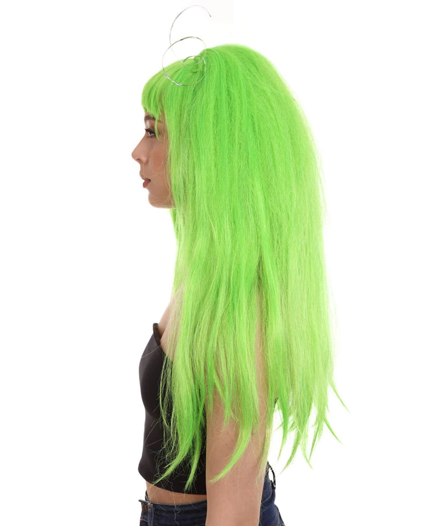 HPO Womens Clown Girl Green Wig With Headpiece | Character Cosplay Halloween Wig | Premium Breathable Capless Cap Women's 3 HPO Womens Clown Girl Green Wig With Headpiece | Character Cosplay Halloween Wig | Premium Breathable Capless Cap Women's