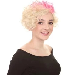 HPO Womens Flapper Girl Wig | Fancy Pink Blond Halloween Wig | Premium Breathable Capless Cap Men's 14 HPO Womens Flapper Girl Wig | Fancy Pink Blond Halloween Wig | Premium Breathable Capless Cap Men's