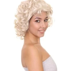 HPO TV Movie Womens Wig | Medium Blond Glamour Curly Wig | Premium Breathable Capless Cap Men's 14 HPO TV Movie Womens Wig | Medium Blond Glamour Curly Wig | Premium Breathable Capless Cap Men's