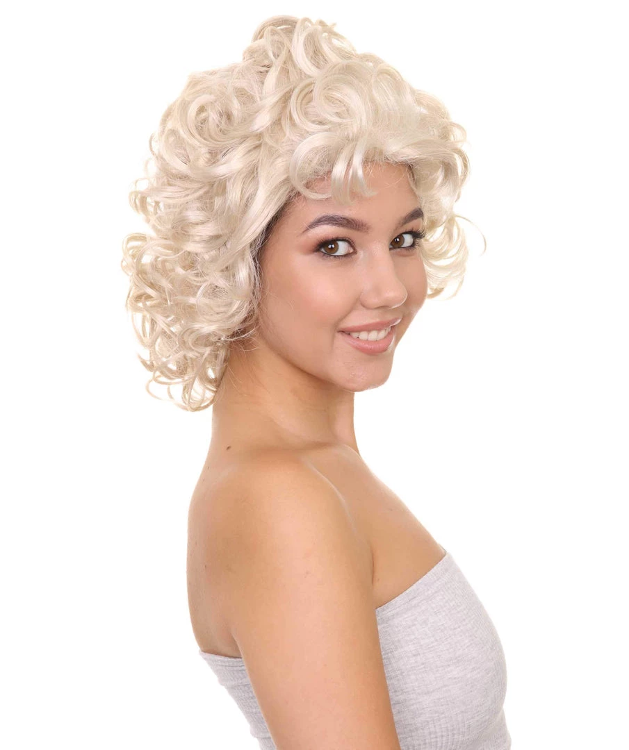 HPO TV Movie Womens Wig | Medium Blond Glamour Curly Wig | Premium Breathable Capless Cap Men's 6 HPO TV Movie Womens Wig | Medium Blond Glamour Curly Wig | Premium Breathable Capless Cap Men's