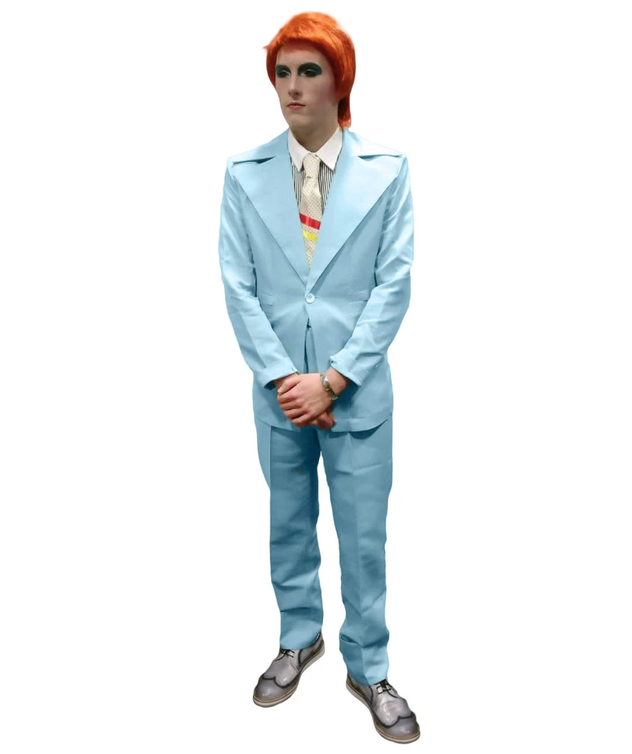 HPO 70's Rock Star | Powder Blue Suit With Dickie And Tie | Premium Halloween Costume | Multiple Color Options Men's 44 HPO 70's Rock Star | Powder Blue Suit With Dickie And Tie | Premium Halloween Costume | Multiple Color Options Men's