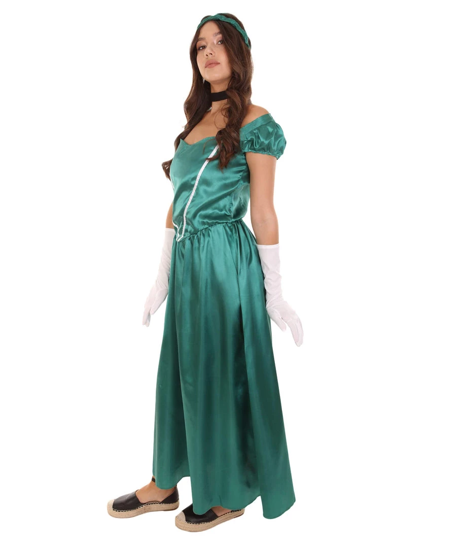 HPO Adult Women's Aristocrat Socialite Dress 20s Costume | Dark Green Cosplay Costume 3 HPO Adult Women's Aristocrat Socialite Dress 20s Costume | Dark Green Cosplay Costume