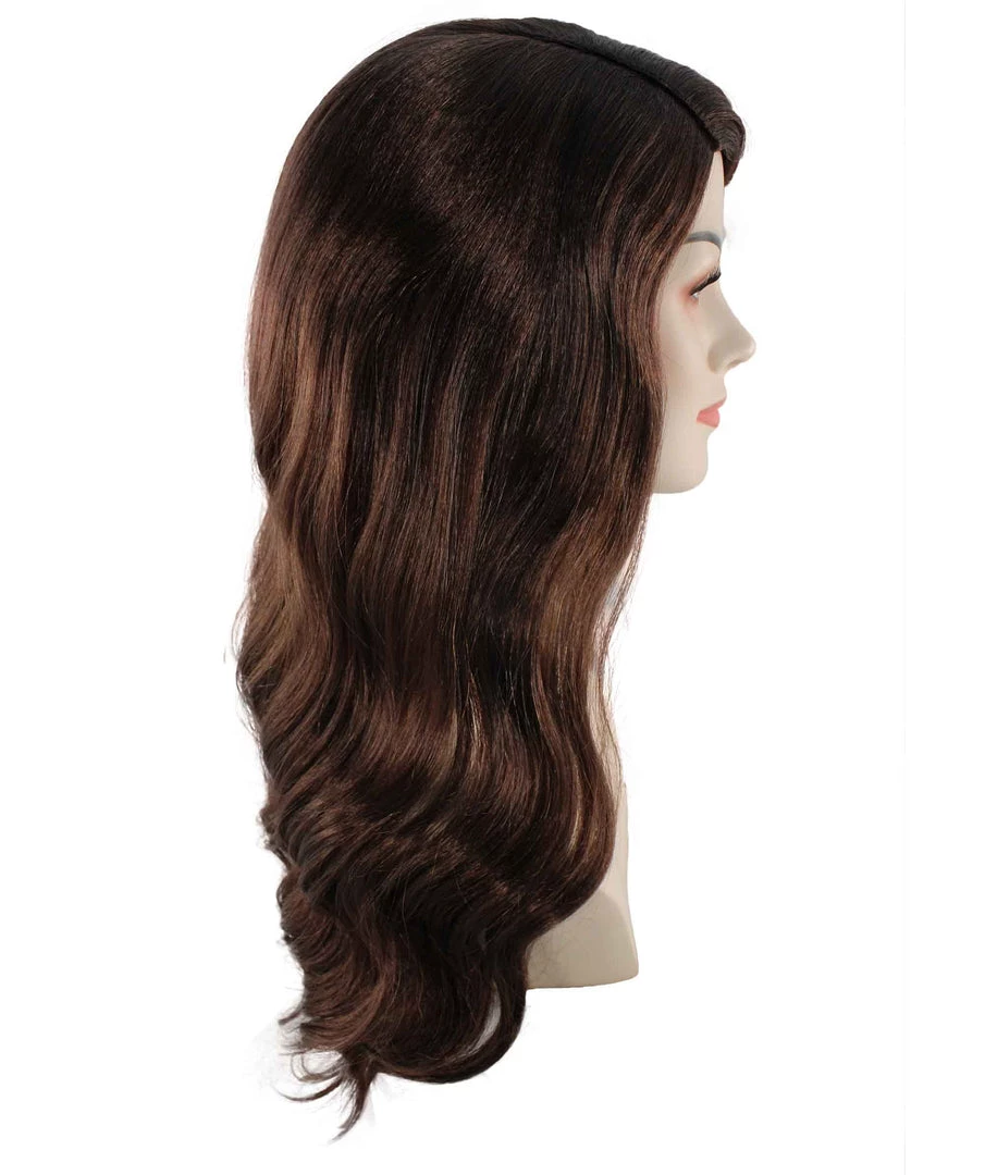 BC Women's Dark Brown Color Wavy Medium Length Trendy Earth Princess Wig 5 BC Women's Dark Brown Color Wavy Medium Length Trendy Earth Princess Wig