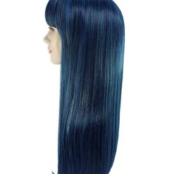 BC Adult Women's Dark Blue Color Straight Medium Length Trendy Wig