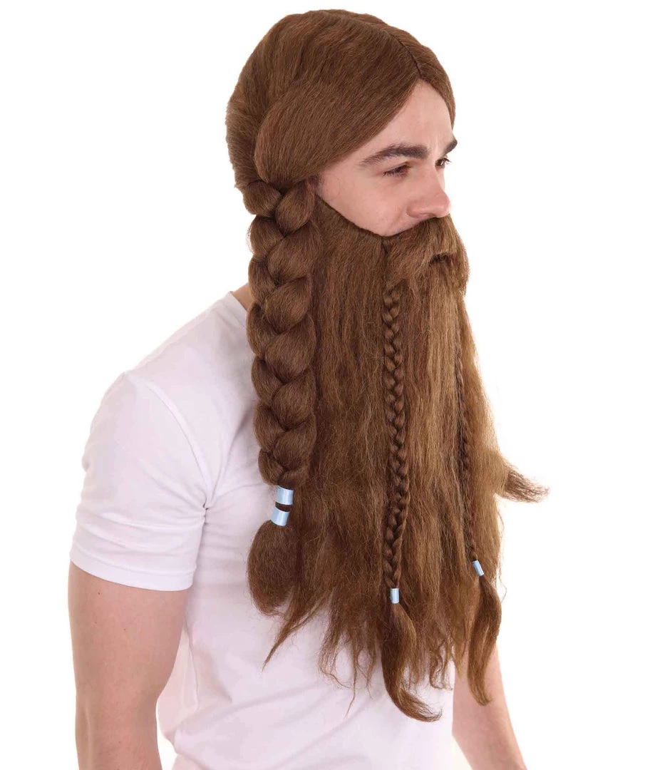 HPO Men's Mens Viking Wig & Beard Set | Brown Cosplay Halloween Wig | Premium Breathable Capless Cap 7 HPO Men's Mens Viking Wig & Beard Set | Brown Cosplay Halloween Wig | Premium Breathable Capless Cap