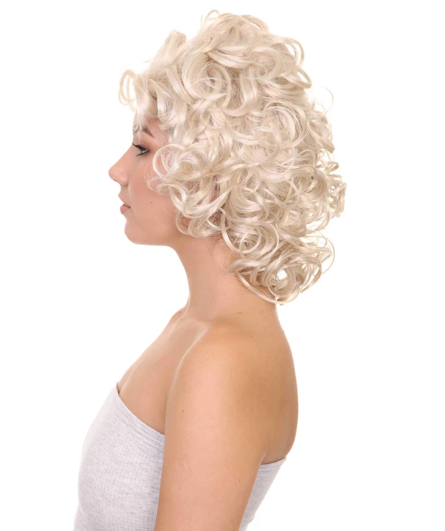 HPO TV Movie Womens Wig | Medium Blond Glamour Curly Wig | Premium Breathable Capless Cap Men's 3 HPO TV Movie Womens Wig | Medium Blond Glamour Curly Wig | Premium Breathable Capless Cap Men's