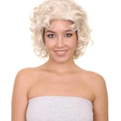 HPO TV Movie Womens Wig | Medium Blond Glamour Curly Wig | Premium Breathable Capless Cap Men's