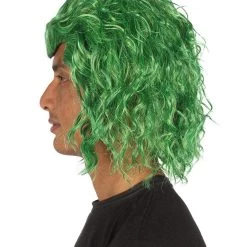 HPO Adult Men's TV Wig | Green Curly Cosplay Wig | Premium Breathable Capless Cap