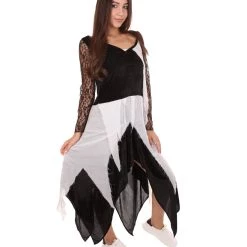 HPO Adult Women's Zombie Bride Costume | Black & White Halloween Costume