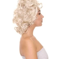 HPO TV Movie Womens Wig | Medium Blond Glamour Curly Wig | Premium Breathable Capless Cap Men's 13 HPO TV Movie Womens Wig | Medium Blond Glamour Curly Wig | Premium Breathable Capless Cap Men's