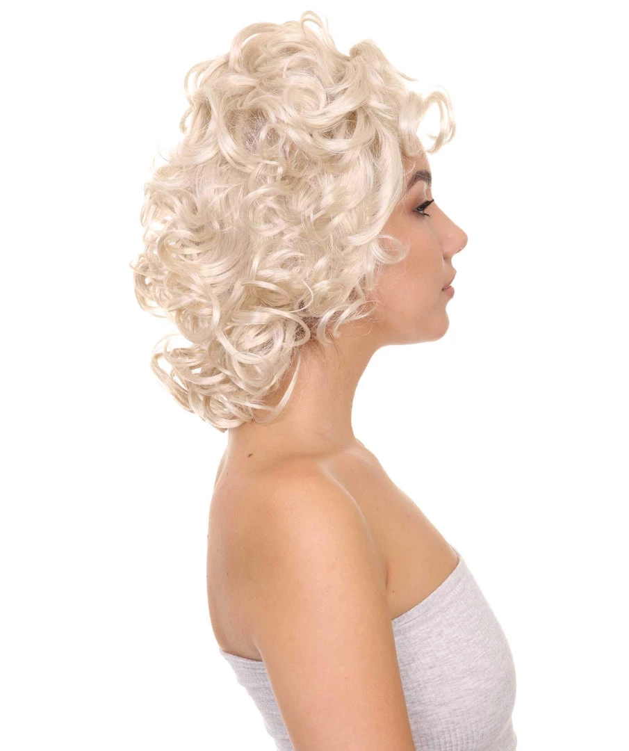 HPO TV Movie Womens Wig | Medium Blond Glamour Curly Wig | Premium Breathable Capless Cap Men's 5 HPO TV Movie Womens Wig | Medium Blond Glamour Curly Wig | Premium Breathable Capless Cap Men's