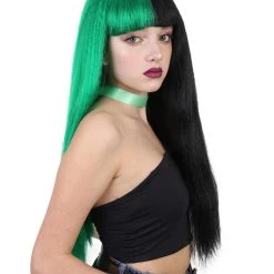 HPO Womens Singer Wig | Long Green Black Celebrity Straight Wig | Premium Breathable Capless Cap 14 HPO Womens Singer Wig | Long Green Black Celebrity Straight Wig | Premium Breathable Capless Cap