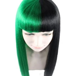 HPO Womens Singer Wig | Long Green Black Celebrity Straight Wig | Premium Breathable Capless Cap 15 HPO Womens Singer Wig | Long Green Black Celebrity Straight Wig | Premium Breathable Capless Cap