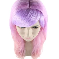 HPO Women's Long Women Wig | Wavy Pink And Purple Ombre Wig | Premium Breathable Capless Cap