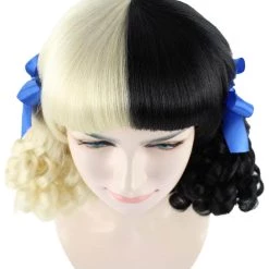 HPO Women's Wig | Curly Ponytail Wig W/ Blue Ribbons, Black & Blonde Celebrity Wig | Premium Breathable Capless Cap 13 HPO Women's Wig | Curly Ponytail Wig W/ Blue Ribbons, Black & Blonde Celebrity Wig | Premium Breathable Capless Cap