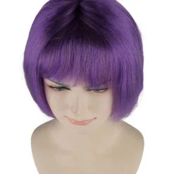 HPO Womens Purple Witch Bob Wig | Party Ready Fancy Cosplay Halloween Wig | Premium Breathable Capless Cap Men's