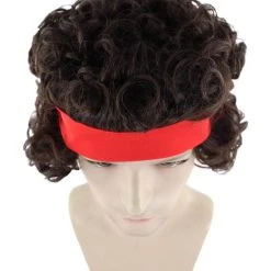 HPO 80's Tennis Player John Mens Wig | Black Sport Cosplay Halloween Wig | Premium Breathable Capless Cap