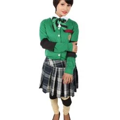 HPO Adult Women's Korean Zombie Bloodstain School Uniform & Green Sweater | Multiple Size Options