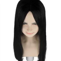 HPO Womens Black Witch Wig | Long Straight Black Halloween Wig | Premium Breathable Capless Cap Men's