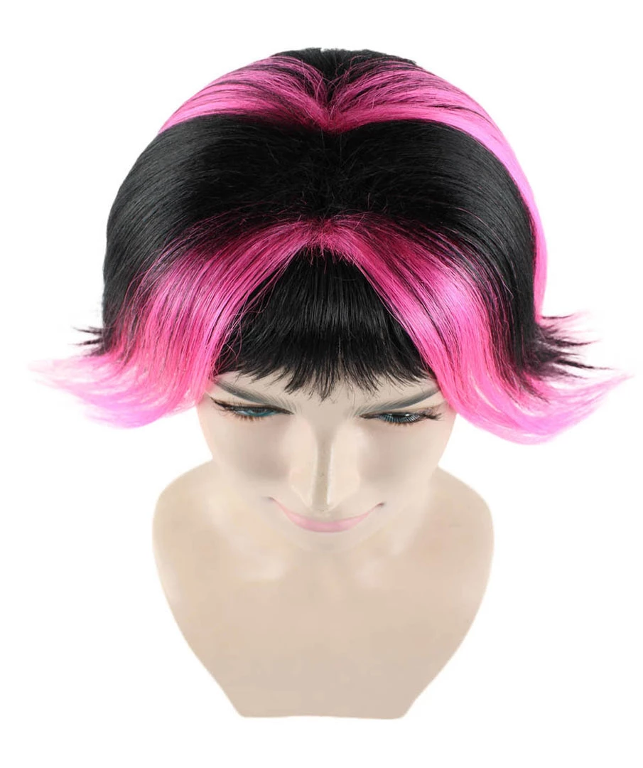 HPO Women's Short Pink & Black Wig | Party Ready Fancy Cosplay Halloween Wig | Premium Breathable Capless Cap 7 HPO Women's Short Pink & Black Wig | Party Ready Fancy Cosplay Halloween Wig | Premium Breathable Capless Cap