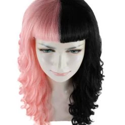 HPO Adult Womens Wavy Wig | Black & Pink Celebrity Wig | Premium Breathable Capless Cap Men's