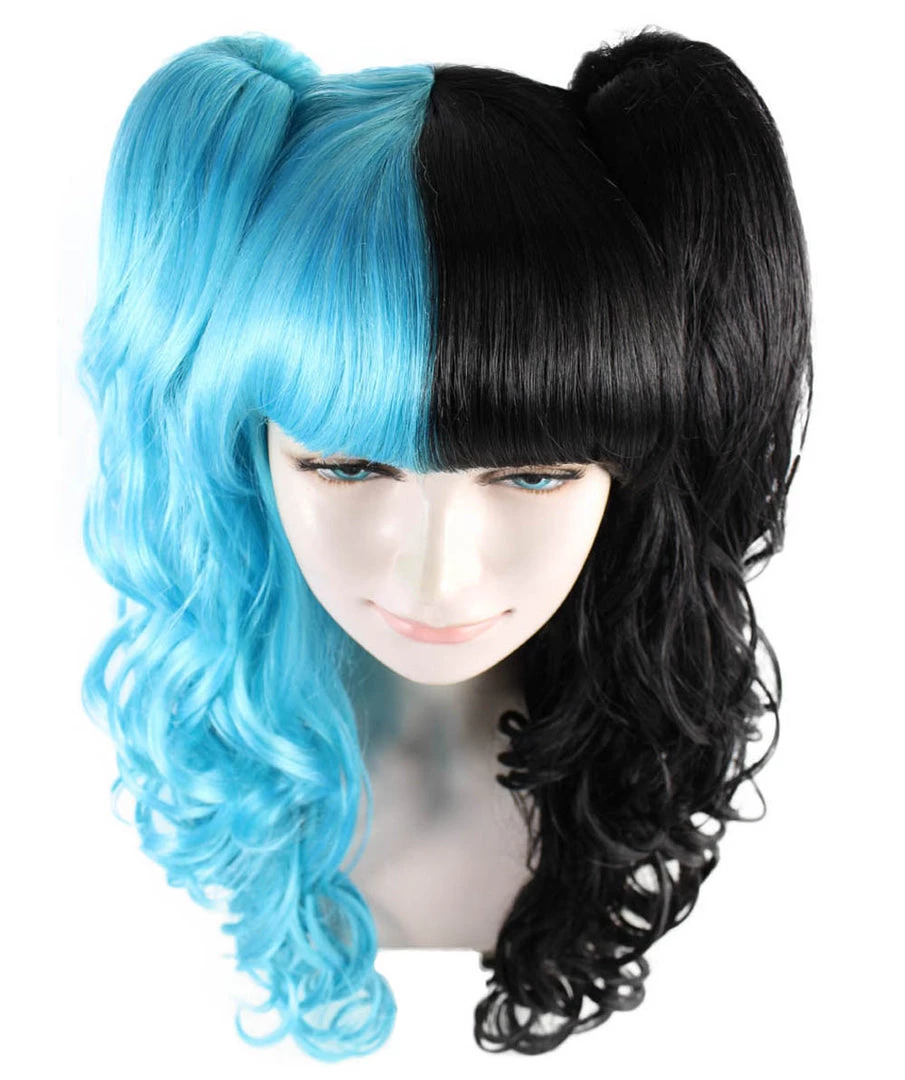 HPO Men's Dolly Womens Wig | Blue And Black Wig | Premium Breathable Capless Cap 8 HPO Men's Dolly Womens Wig | Blue And Black Wig | Premium Breathable Capless Cap