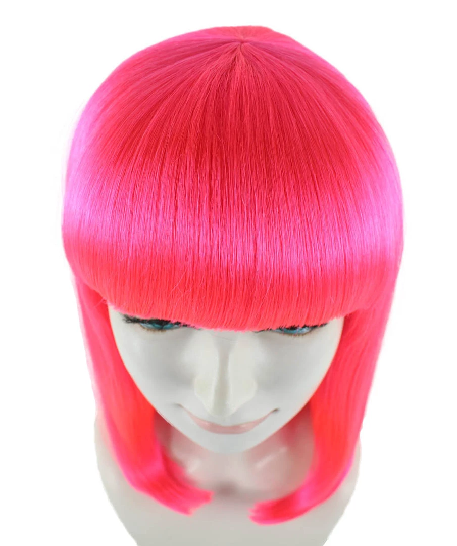 HPO Men's Womens Long Bob Wig | Neon Pink Cosplay Halloween Wig | Premium Breathable Capless Cap 8 HPO Men's Womens Long Bob Wig | Neon Pink Cosplay Halloween Wig | Premium Breathable Capless Cap