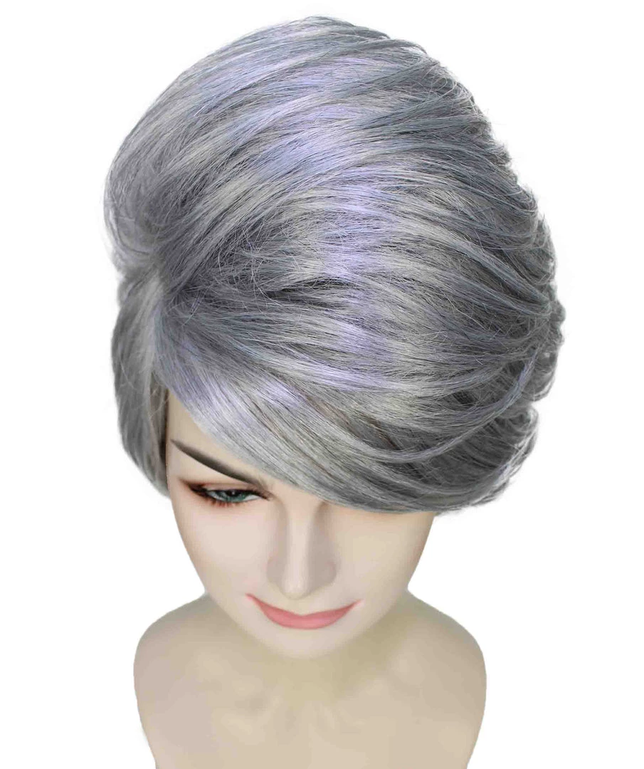 BC Adult Women's Grey Color Straight Updo Trendy Wig 7 BC Adult Women's Grey Color Straight Updo Trendy Wig