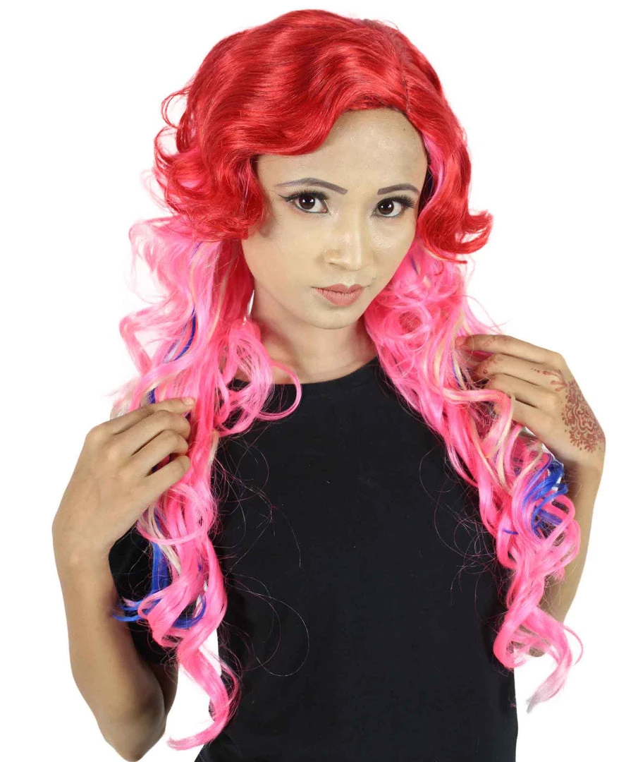 HPO Men's Red-Pink Womens Wig | Character Cosplay Halloween Wig | Premium Breathable Capless Cap 1 HPO Men's Red-Pink Womens Wig | Character Cosplay Halloween Wig | Premium Breathable Capless Cap