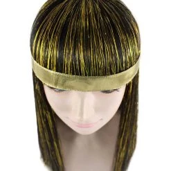 HPO Men's Deluxe Cleopatra Womens Wig | Gold Tinsel Character Cosplay Halloween Wig | Premium Breathable Capless Cap